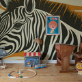 Zebra, Orange Mural Wallpaper - room preview 02
