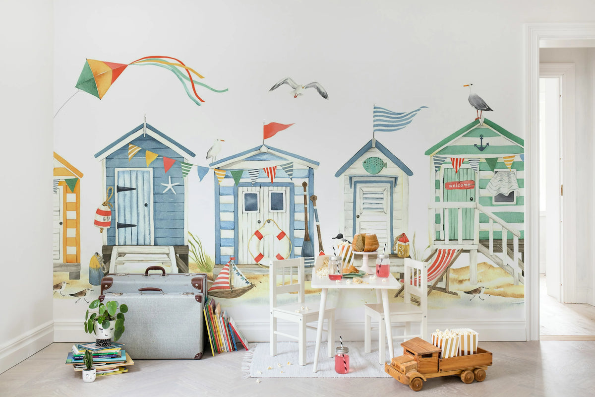 Tiny Beach Houses, Multi Mural Wallpaper - room preview 02
