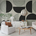Graphic Circles, Black Mural Wallpaper - room preview 02