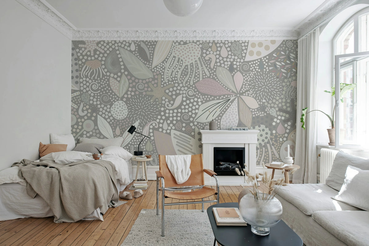 Flower Art, Pastel Mural Wallpaper - room preview 02
