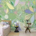 Flower Art, Green Mural Wallpaper - room preview 02