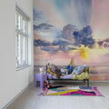 Watercolor Sky, Pink Mural Wallpaper - room preview 02