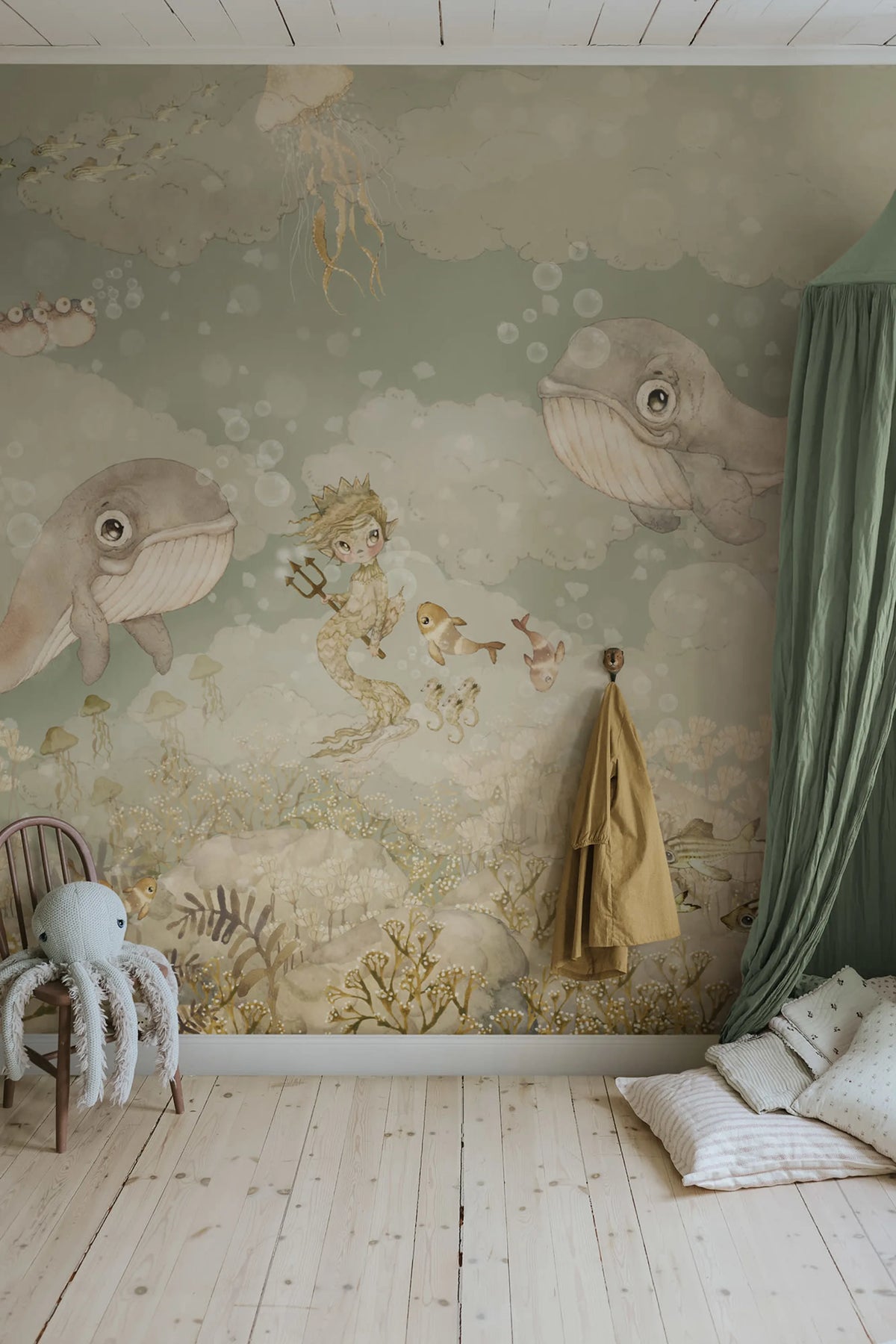 Water Song, Aqua Green Mural Wallpaper - room preview 02
