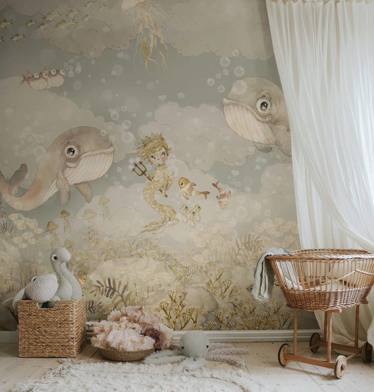 Water Song, Ocean Blue Mural Wallpaper - room preview 02