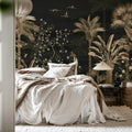 Magnolia Jungle, Black Mural Wallpaper - room preview 02