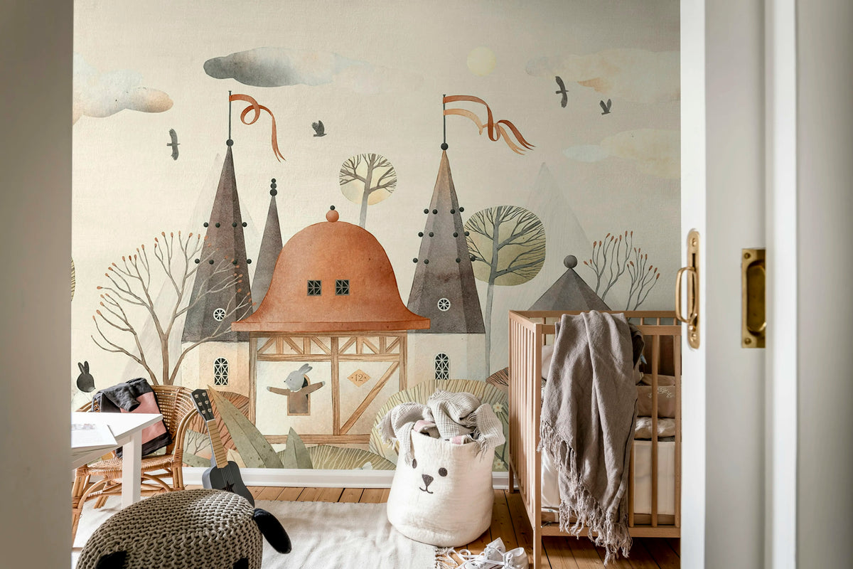 Rabbit Town, Autumn Mural Wallpaper - room preview 02