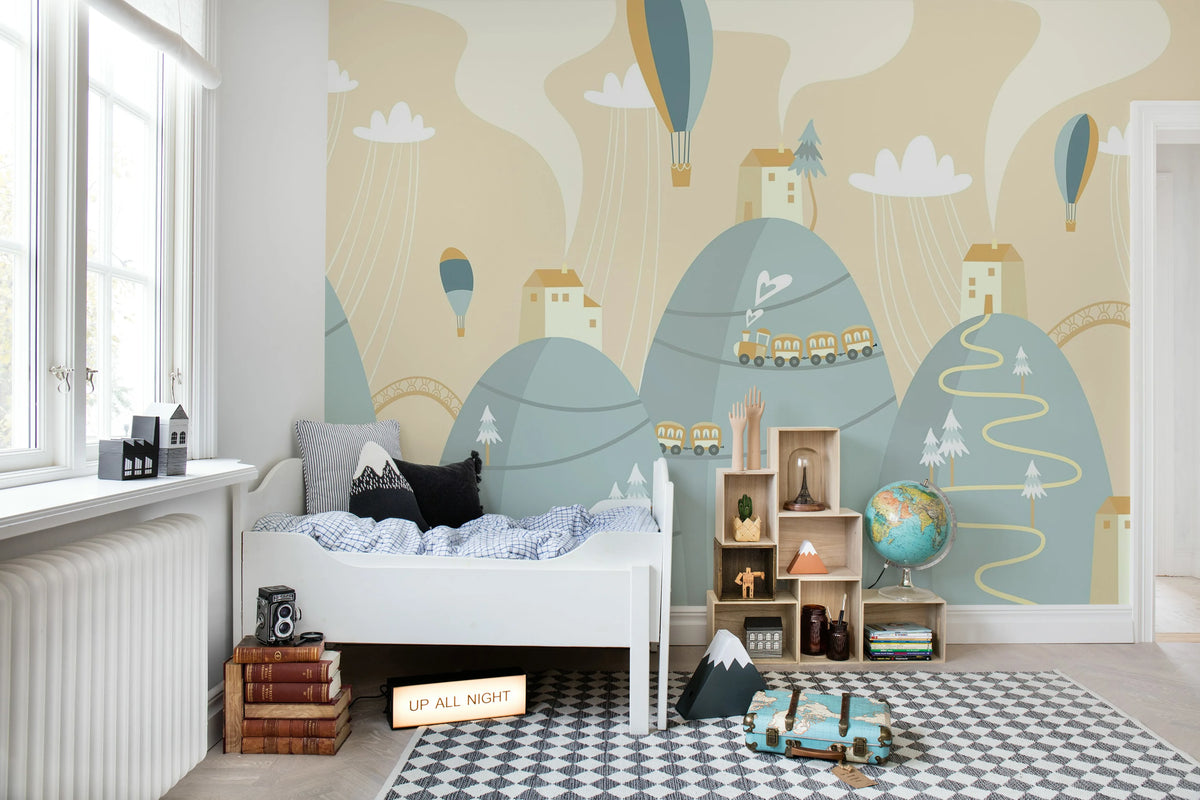 Mountain Village, Pastel Mural Wallpaper - room preview 02