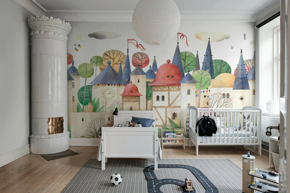 Old Town, Colorful Mural Wallpaper - room preview 02