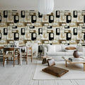 Retro Squares, Beige Mural Wallpaper - room preview 02