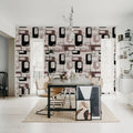 Retro Squares, Plum Mural Wallpaper - room preview 02
