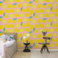 Lemons, Pink Mural Wallpaper - room preview 02