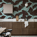 Big Ginko, Turquoise Mural Wallpaper - room preview 02