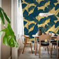 Big Ginko, Petrol Mural Wallpaper - room preview 02