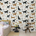 Dog Walk, Brown Mural Wallpaper - room preview 02