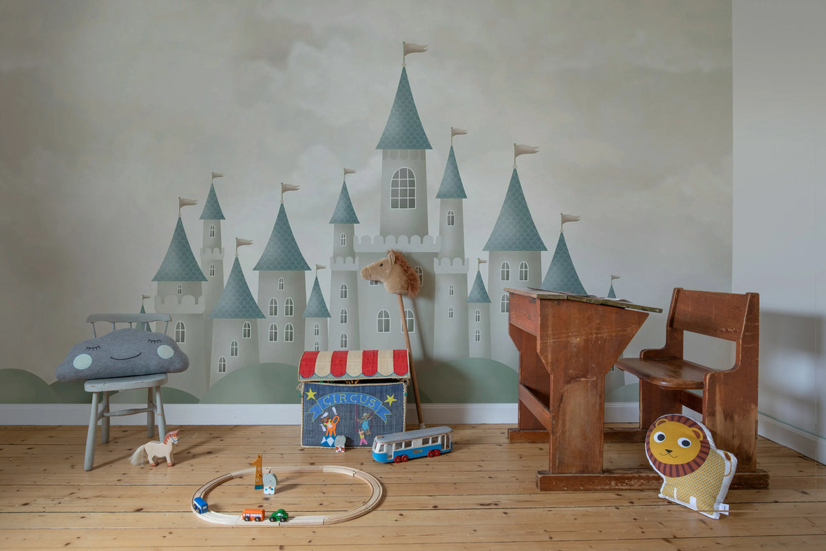 Dreamy Castle, Beige Mural Wallpaper - room preview 02