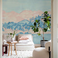 Castle By The Lake, Pink & Blue Mural Wallpaper - room preview 02