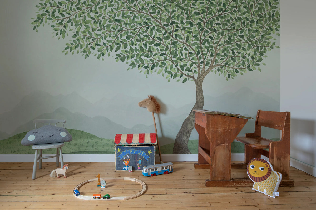 Mountain Tree, Green Mural Wallpaper - room preview 02
