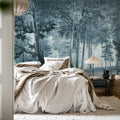 Lovers Forest, Vintage Blue Mural Wallpaper - room preview 02