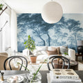 The Green Forest, Vintage Blue Mural Wallpaper - room preview 02