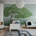 Windy Tree, Green Mural Wallpaper - room preview 02