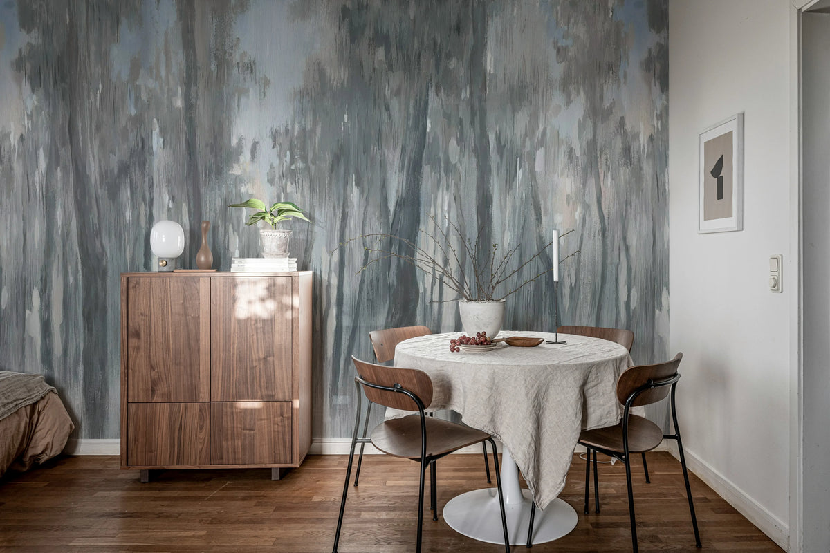 Morning Forest, Gray Mural Wallpaper - room preview 02