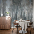 Morning Forest, Gray Mural Wallpaper - room preview 02