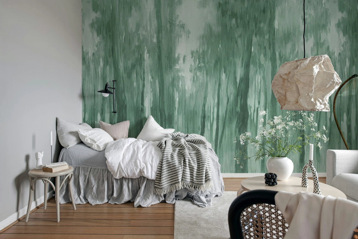 Morning Forest, Green Mural Wallpaper - room preview 02