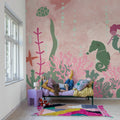 Mermaid World, Pink Mural Wallpaper - room preview 02