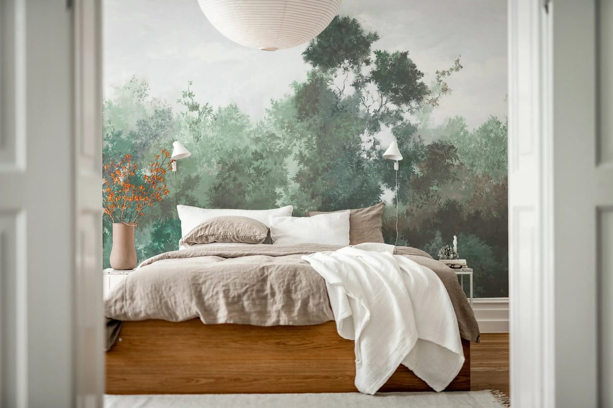Wood, Green Mural Wallpaper - room preview 02