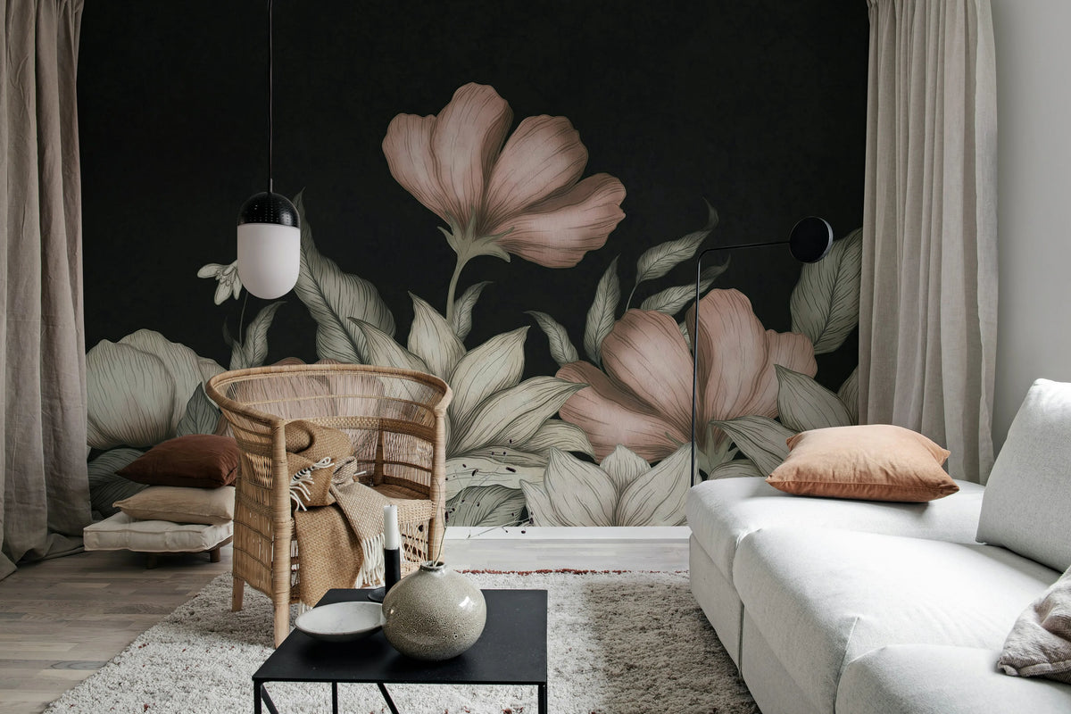 Floral Fantasy, Pink Mural Wallpaper - room preview 02