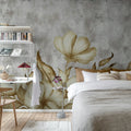 Floral Fantasy, Gray Mural Wallpaper - room preview 02