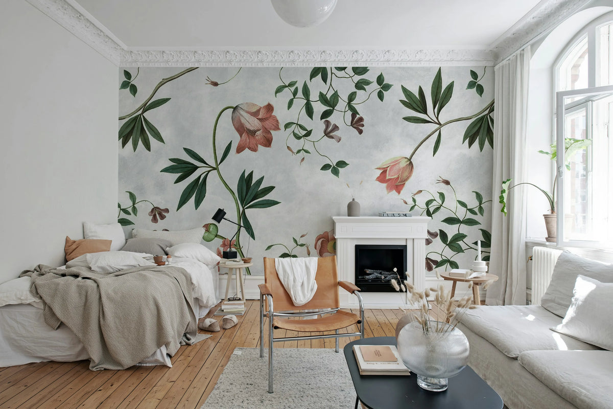 Romantic Garden, Pastel Mural Wallpaper - room preview 02