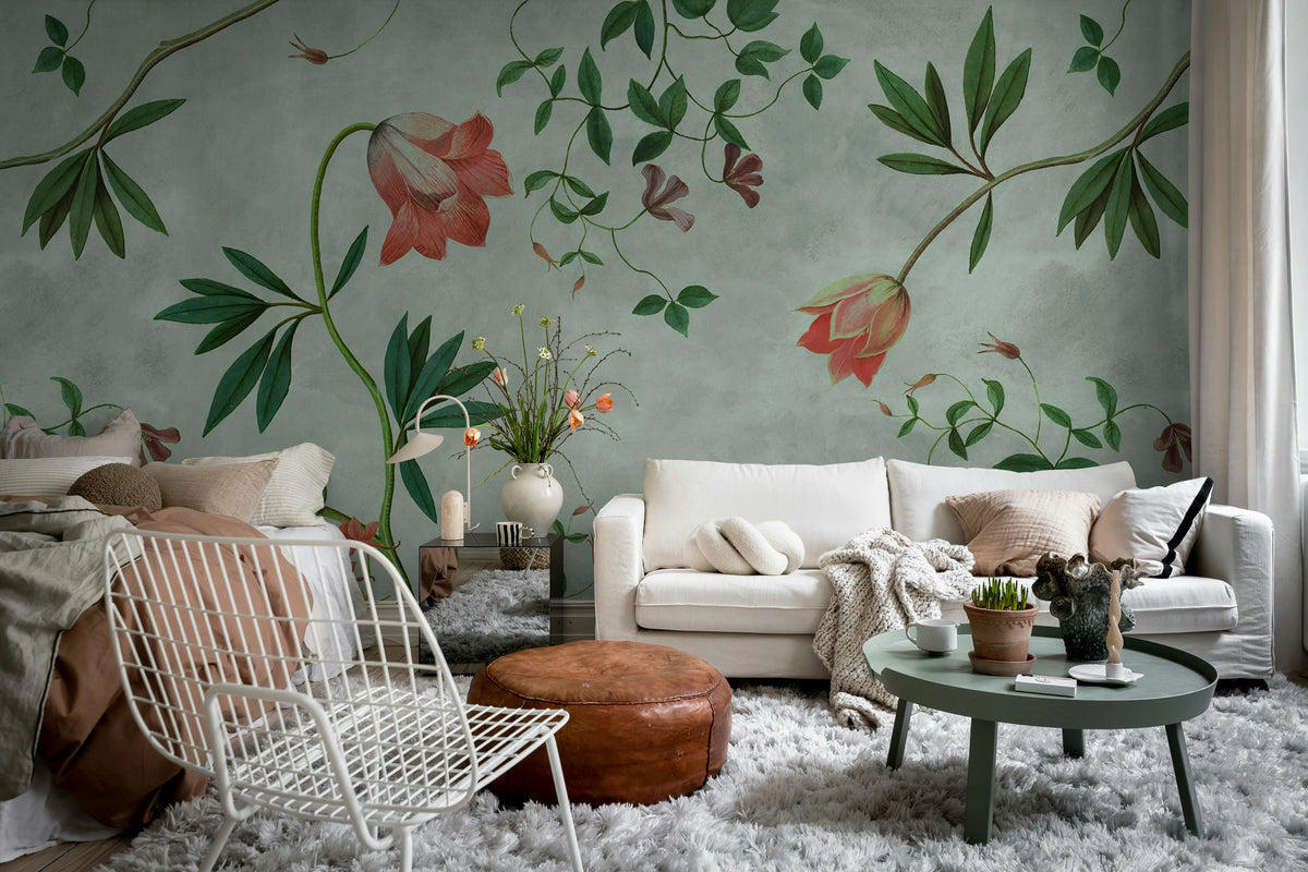 Romantic Garden, Sky Blue Mural Wallpaper - room preview 02