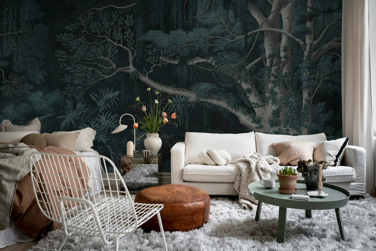 Secret Well Repeatable, Blue Mural Wallpaper - room preview 02
