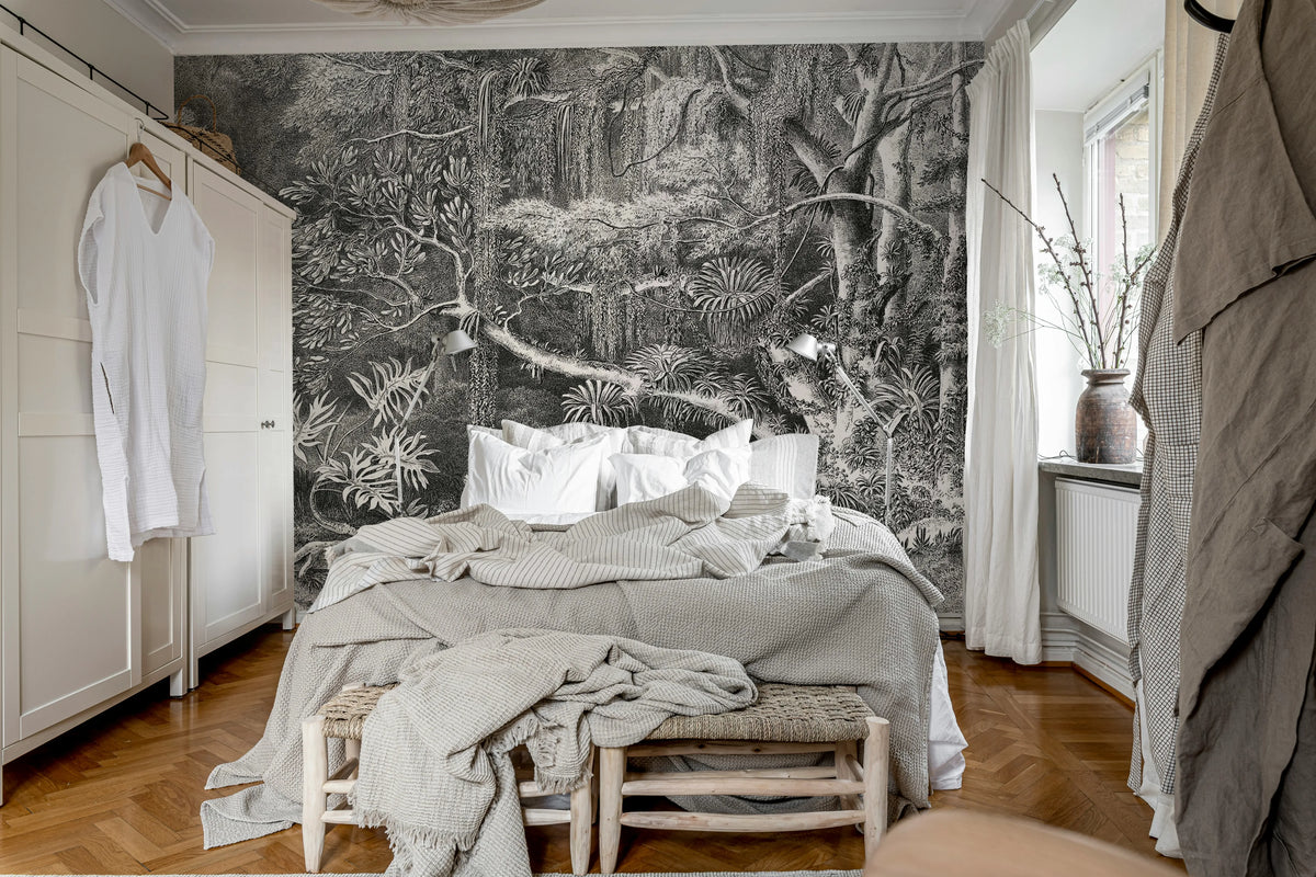 Secret Well Repeatable, Black & White Mural Wallpaper - room preview 02