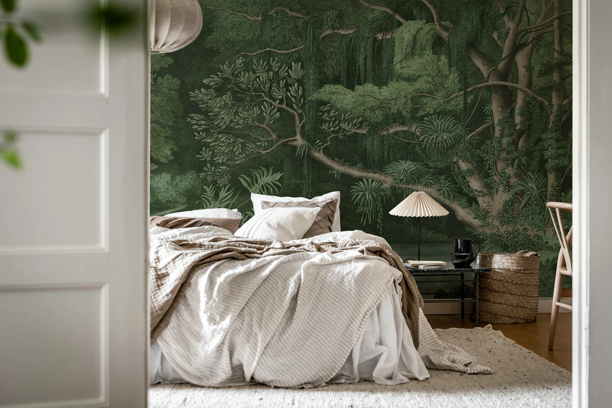 Secret Well Repeatable, Green Mural Wallpaper - room preview 02