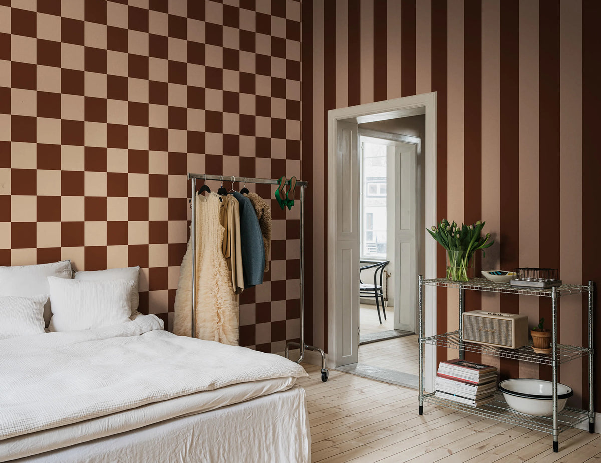 Happy Squares, Apricot Mural Wallpaper - room preview 02