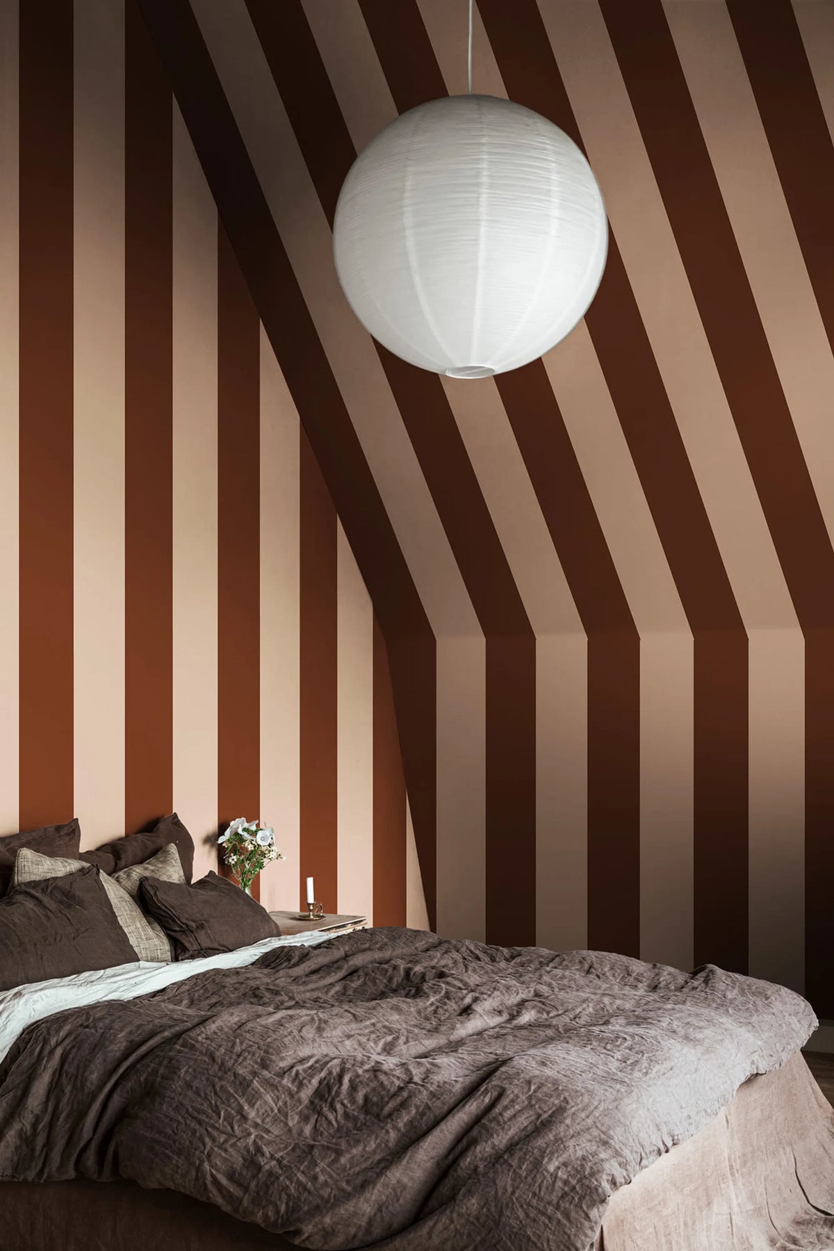 Happy Stripes, Apricot Mural Wallpaper - room preview 02