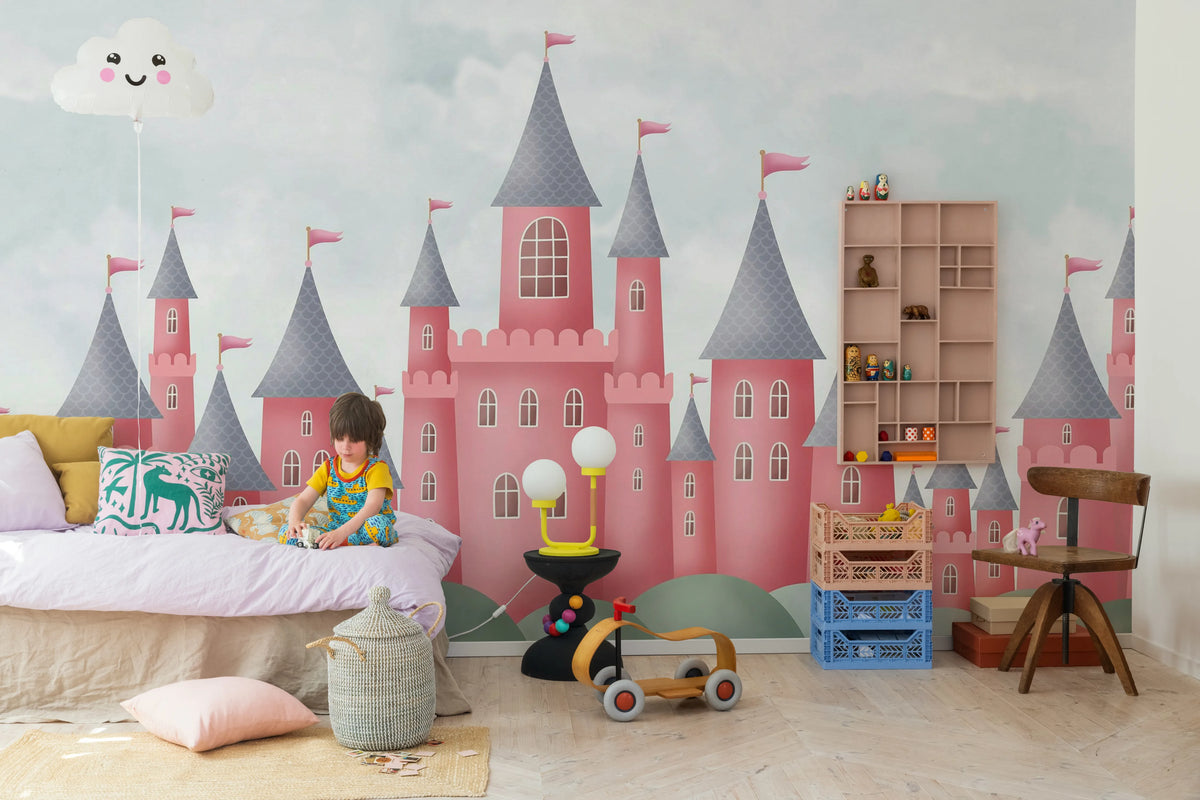 Castle Village, Coral Mural Wallpaper - room preview 02