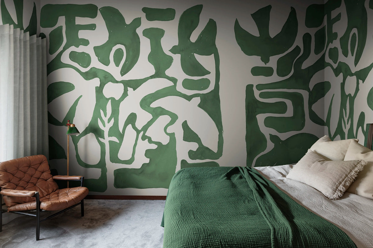 Harmony Forms, Green Mural Wallpaper - room preview 02