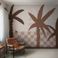 Palm Horizon, Light Brown Mural Wallpaper - room preview 02