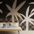 Palm Horizon, Dark Brown Mural Wallpaper - room preview 02