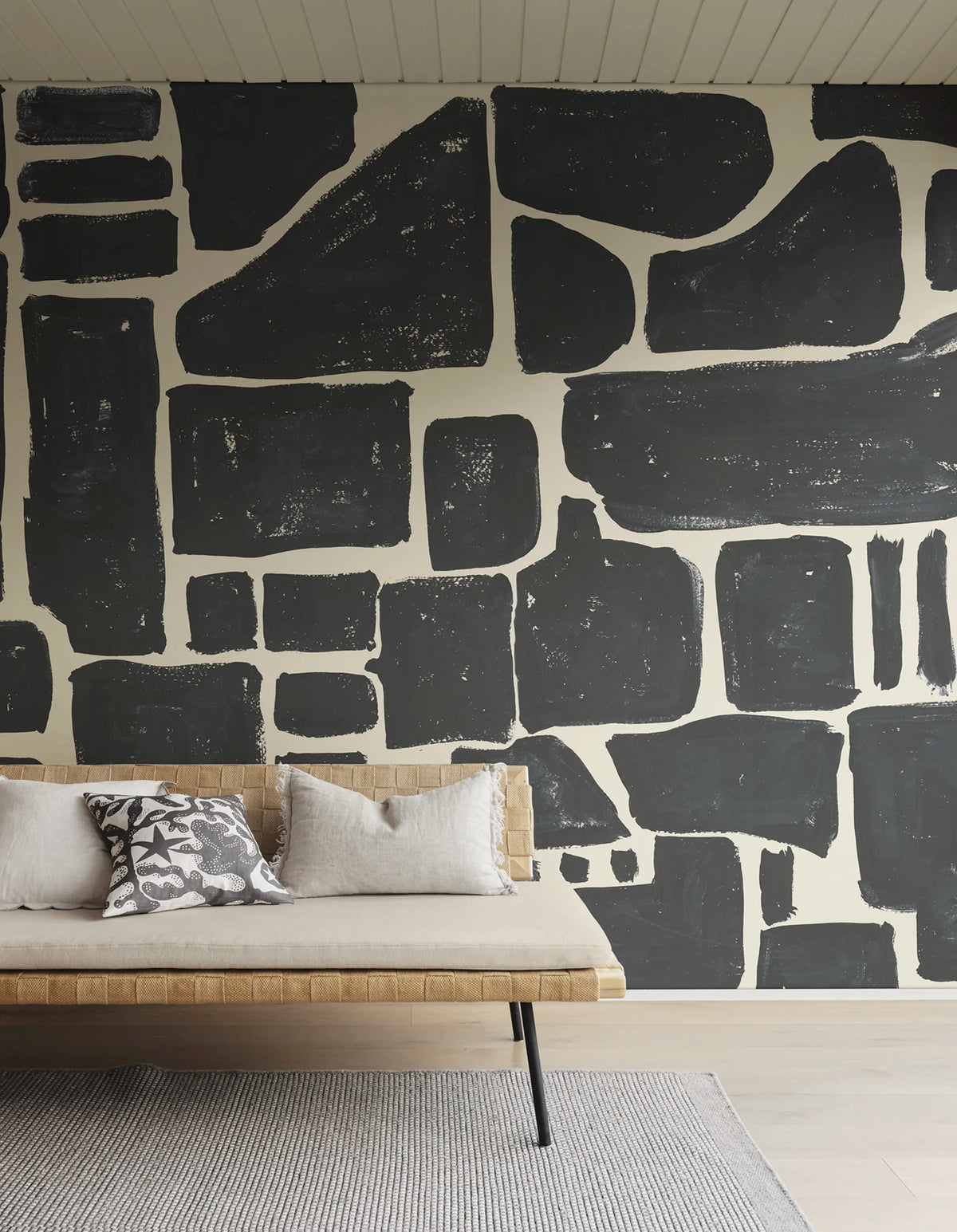 Block Print, Black Mural Wallpaper - room preview 02