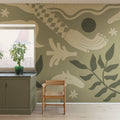 Emmas Horses, Green Mural Wallpaper - room preview 02