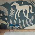 Emmas Horses, Blue Mural Wallpaper - room preview 02