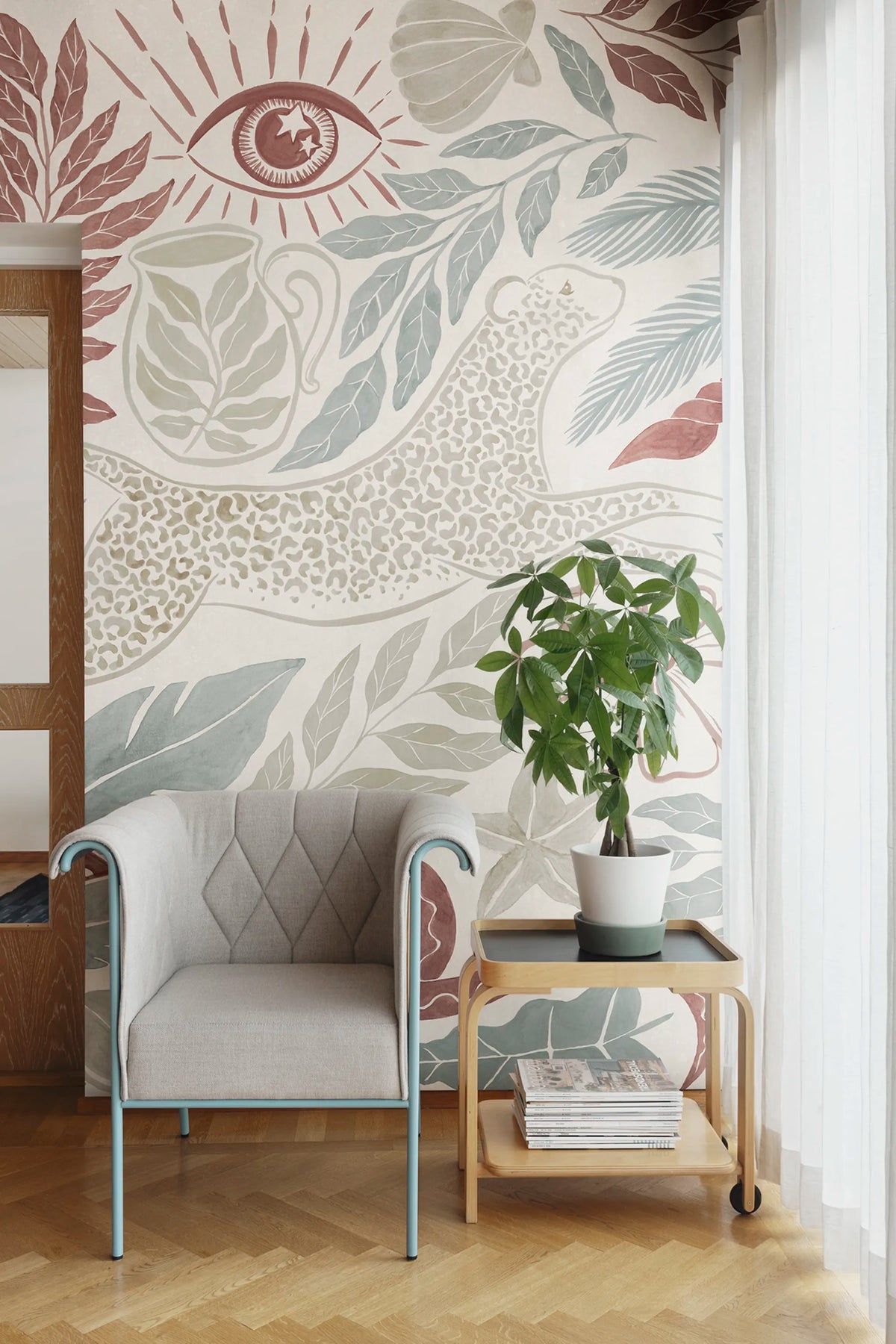 Midnight Tropics, Pastel Mural Wallpaper - room preview 02