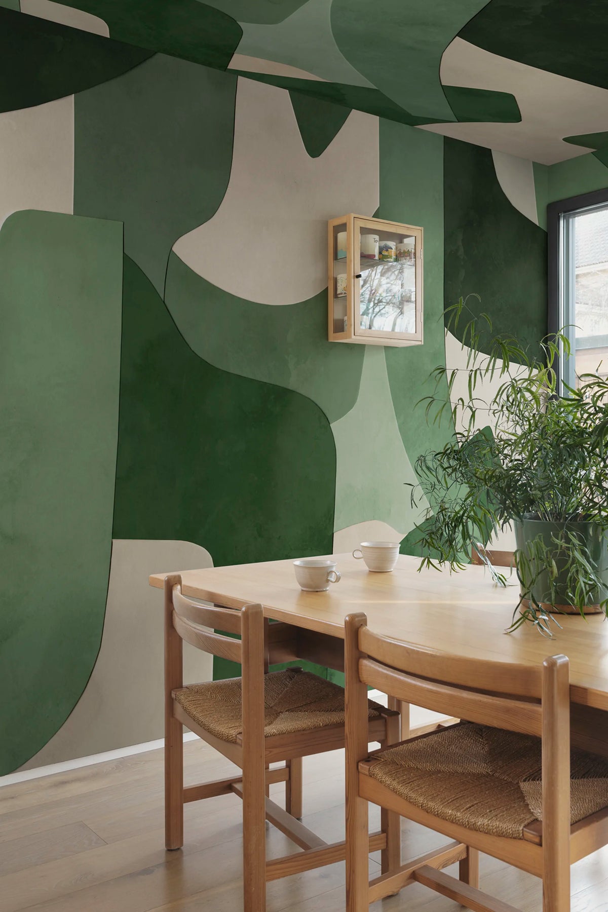 Serene Layers, Green Mural Wallpaper - room preview 02
