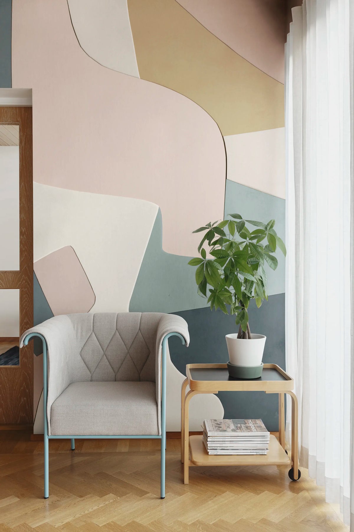 Serene Layers, Pastel Mural Wallpaper - room preview 02