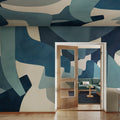 Serene Layers, Blue Mural Wallpaper - room preview 02