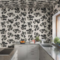 Dancing Wings, Black & White Mural Wallpaper - room preview 02